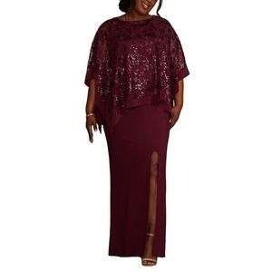 Oleg Cassini Plus Size Mother of the Bride Dress - Burgundy